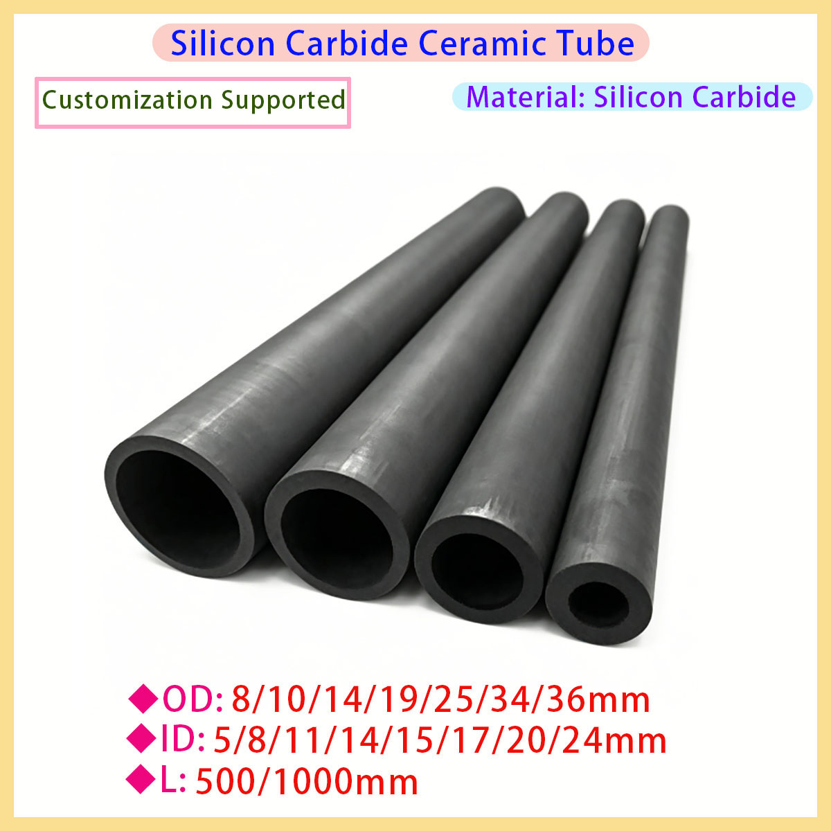 Ceramic Heat Emitter - Tubo in Ceramica SiC, Asta Solida