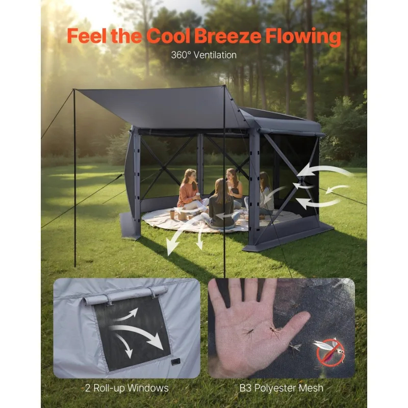 Gazebo a 6 Lati 12x12ft con Re - Screen Top Mesh recensione e prezzo